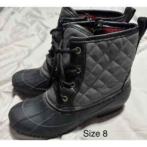 Tommy Hilfiger Black and Gray Quilted Winter Boots
